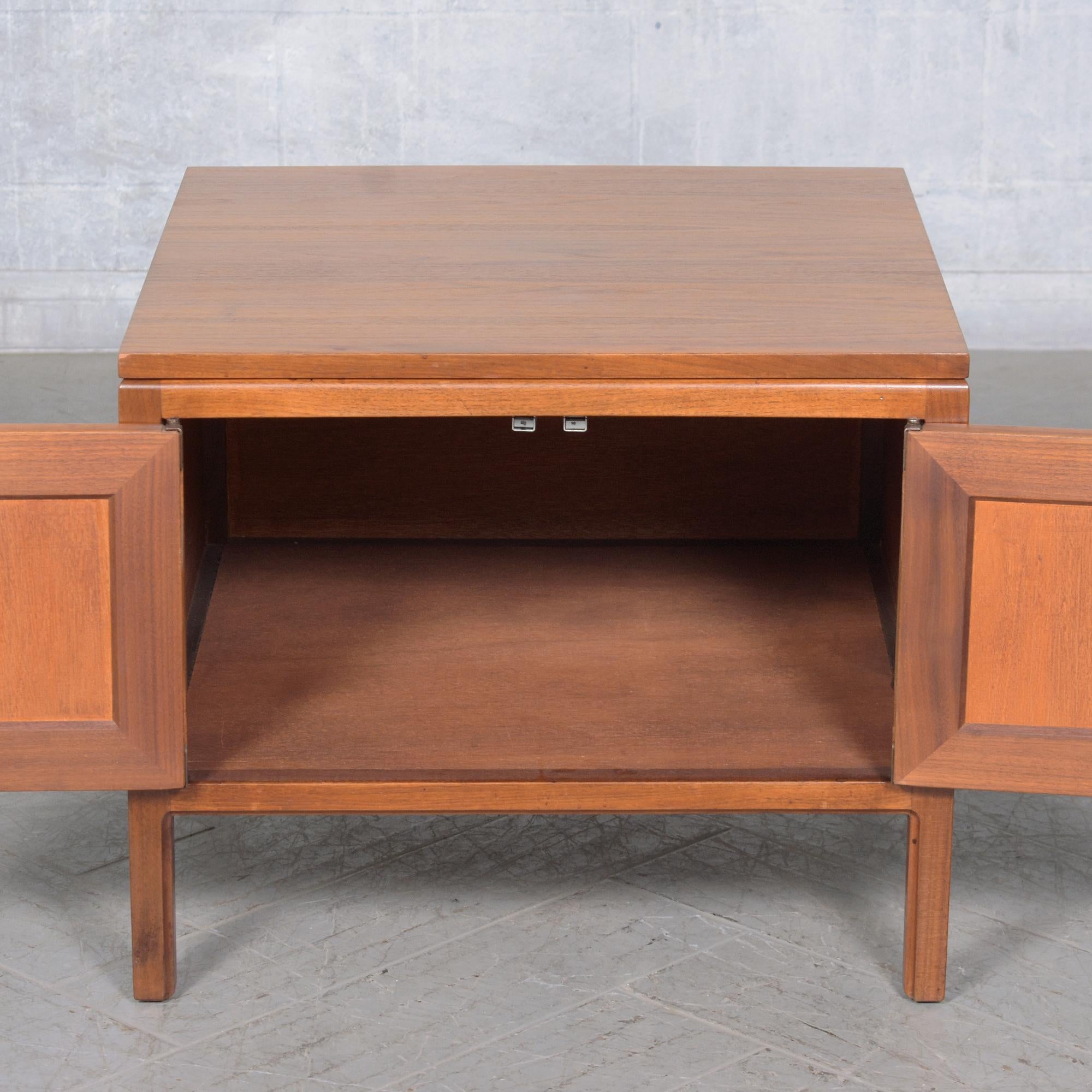 Mid-20th Century Restored Mid-Century Modern Walnut Nightstands with Storage For Sale
