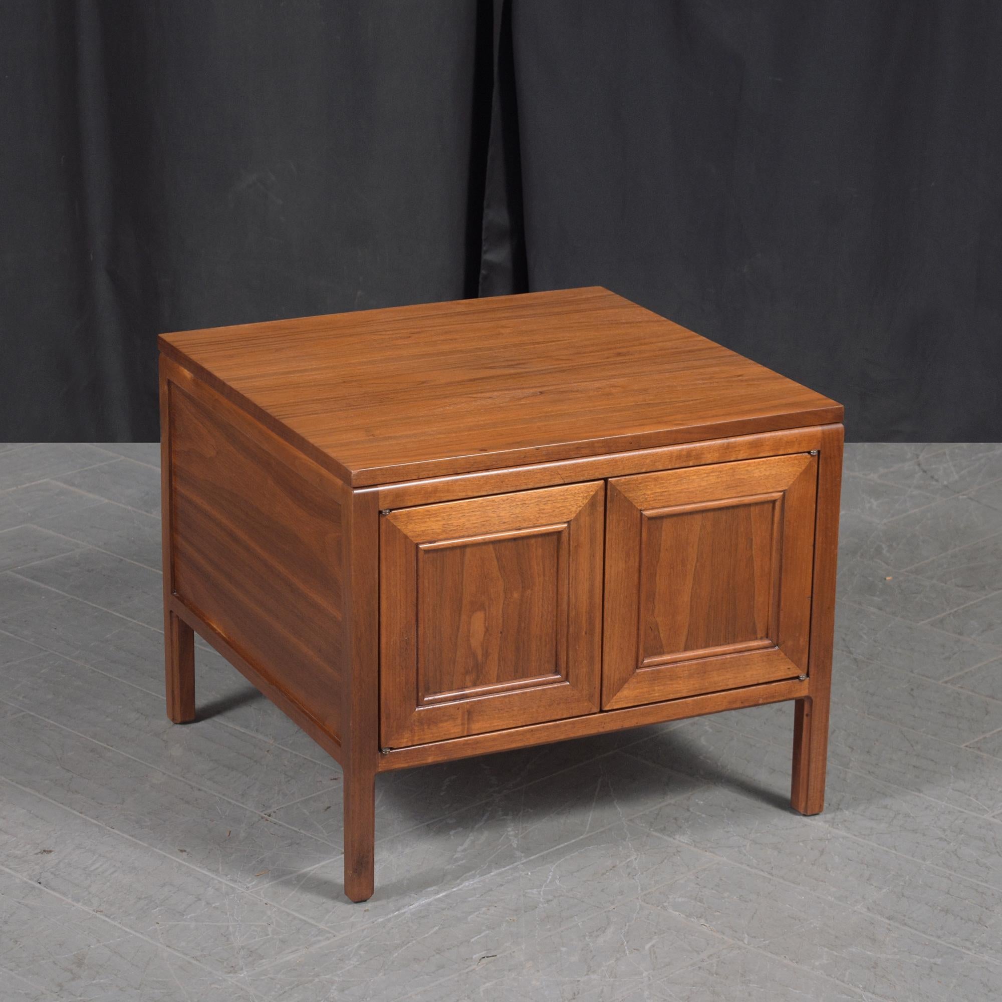 Restored Mid-Century Modern Walnut Nightstands with Storage For Sale 1