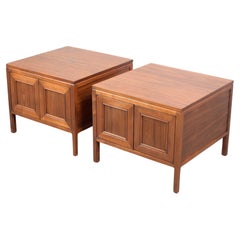 Restored Mid-Century Modern Walnut Nightstands with Storage
