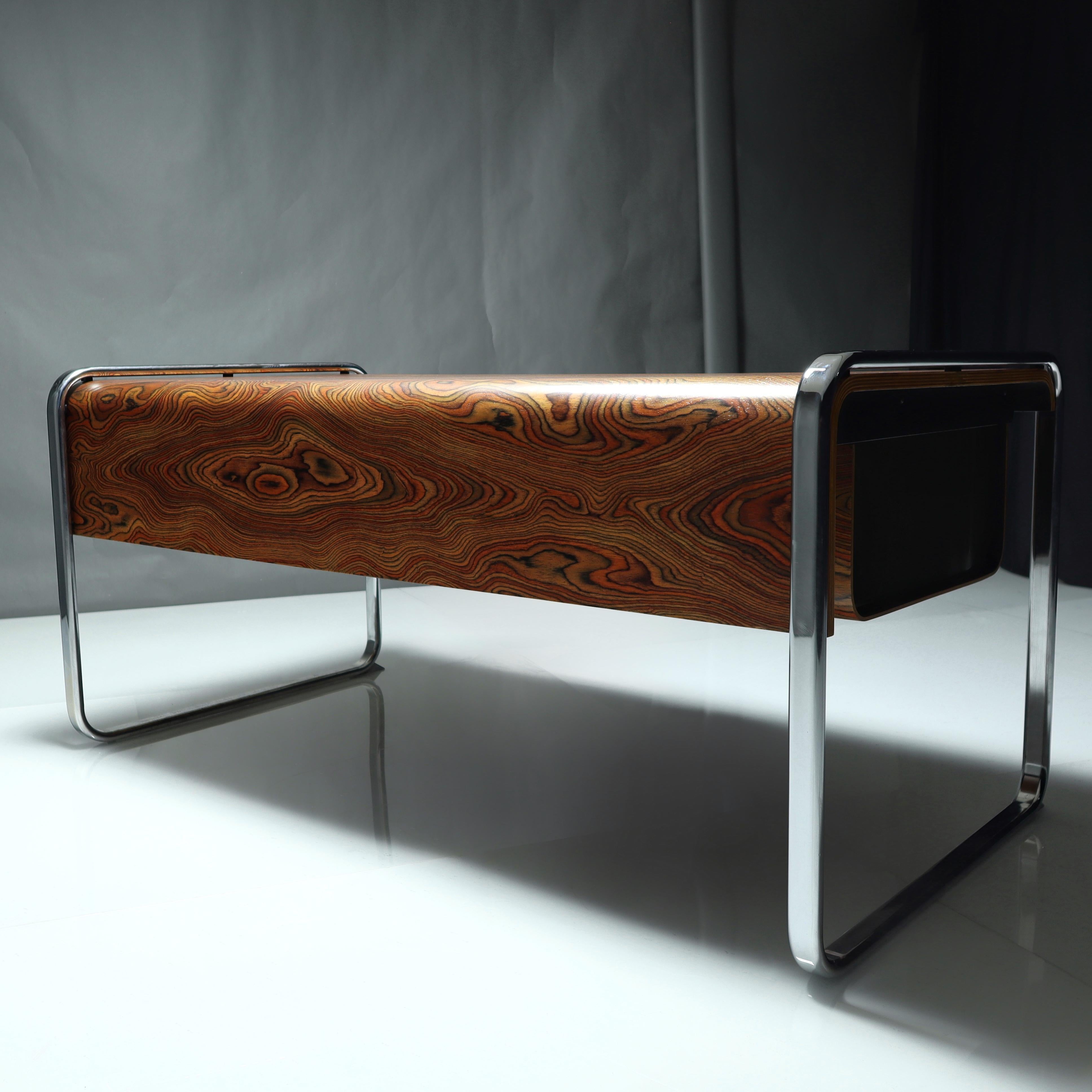 Restored Mid-Century Modern Zebrawood Desk by Peter Protzman for Herman Miller In Excellent Condition In Ava, MO