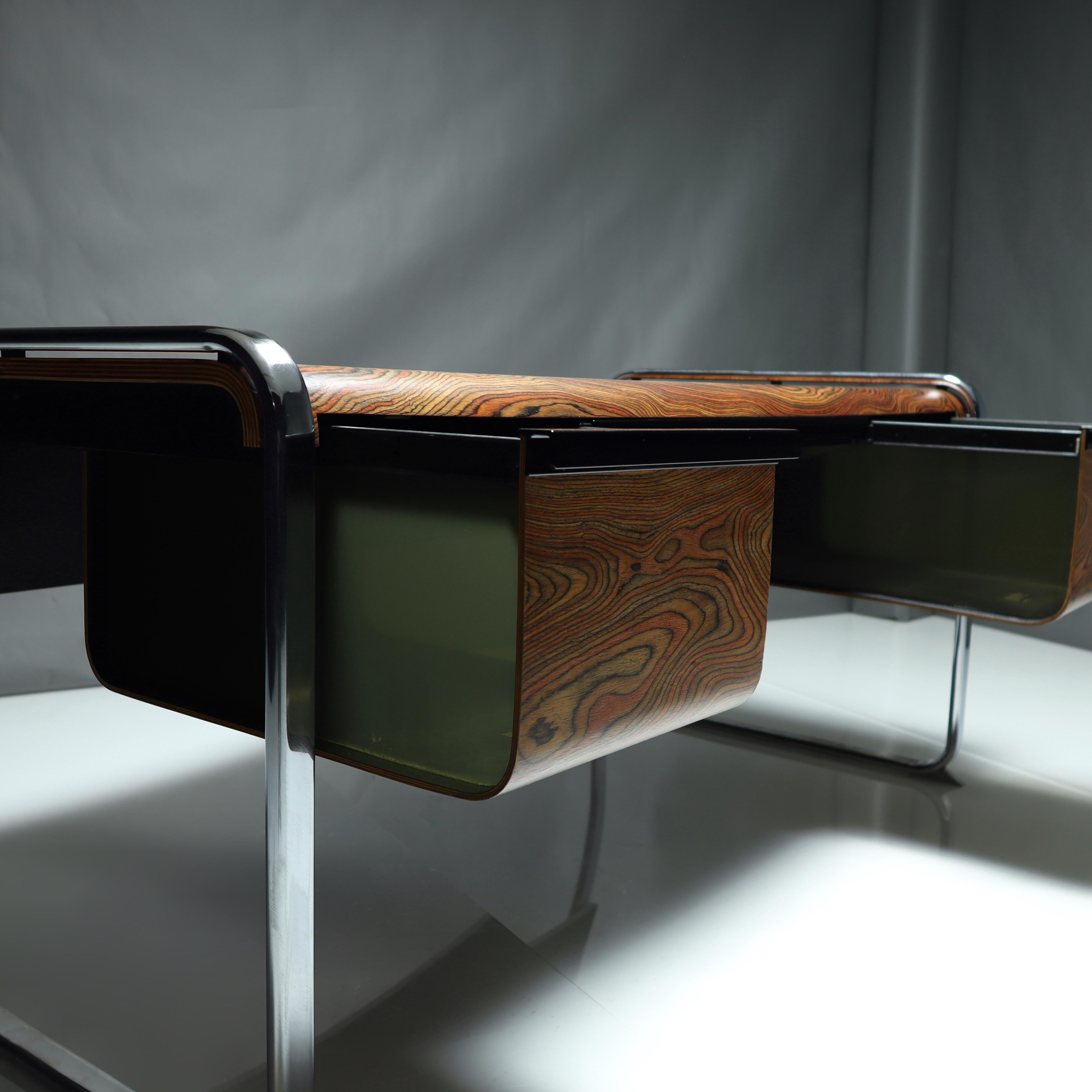Stainless Steel Restored Mid-Century Modern Zebrawood Desk by Peter Protzman for Herman Miller