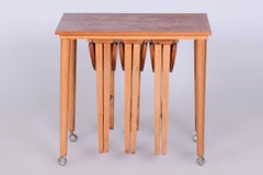 Restored Mid Century Nesting Tables, by Poul Hundevad, Beech, Czech, 1960s