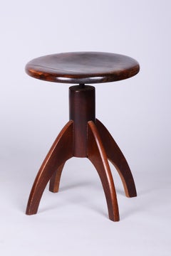 Restored Mid-Century Piano Stool, Beech, Repolished, Czech, 1940s