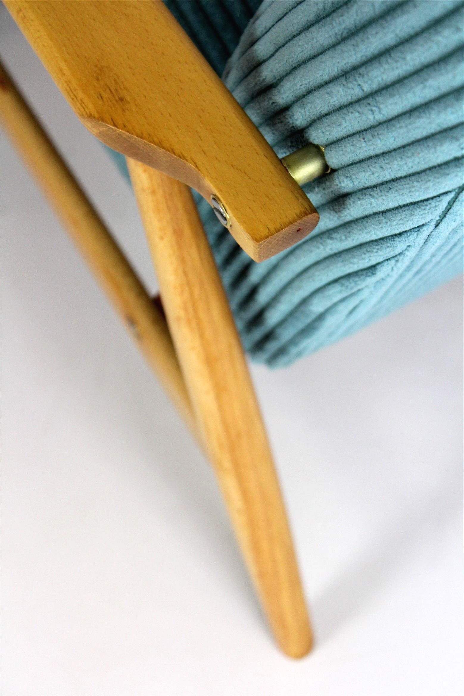 Restored Midcentury Pink & Turquoise Beech Armchairs, 1960s, Set of 2 For Sale 7