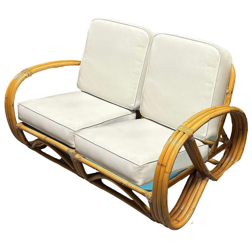 Mid-Century moderno Divano componibile in rattan restaurato della metà del secolo scorso, a 3 fili 3/4 invertiti, a forma di pretzel in vendita