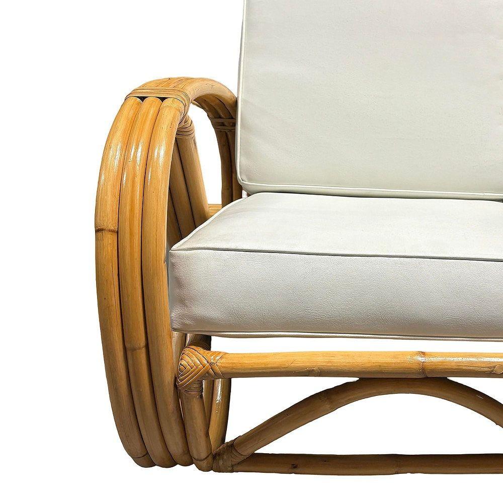 Americano Divano componibile in rattan restaurato della metà del secolo scorso, a 3 fili 3/4 invertiti, a forma di pretzel in vendita
