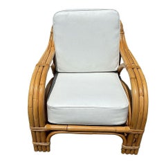 Restored Mid-century Rattan 3 Strand Transitional Lounge Chair