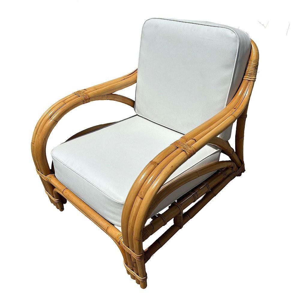 Américain Chaise longue transitionnelle en rotin 3 brins du milieu du siècle restaurée en vente