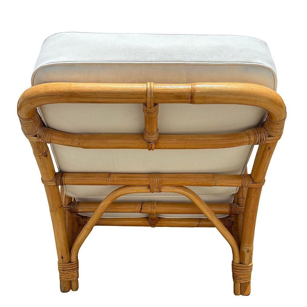 Milieu du XXe siècle Chaise longue transitionnelle en rotin 3 brins du milieu du siècle restaurée en vente