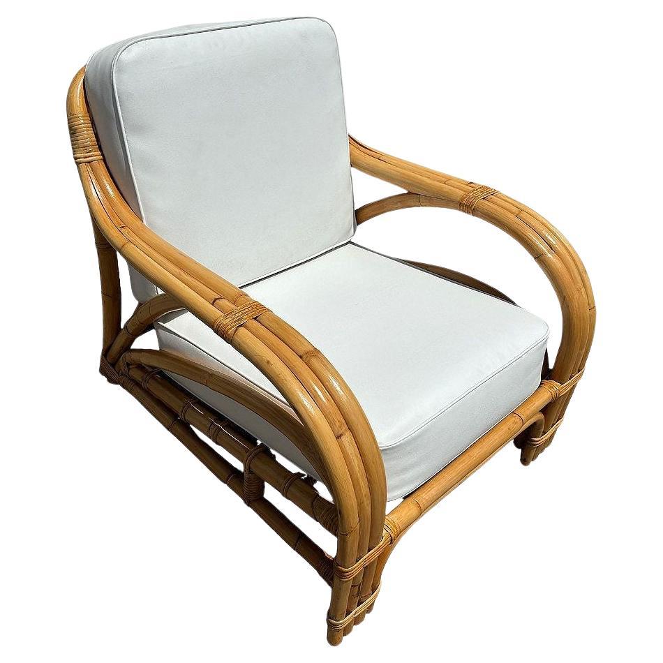 Restored Mid-century Rattan 3 Strand Transitional Lounge Chair