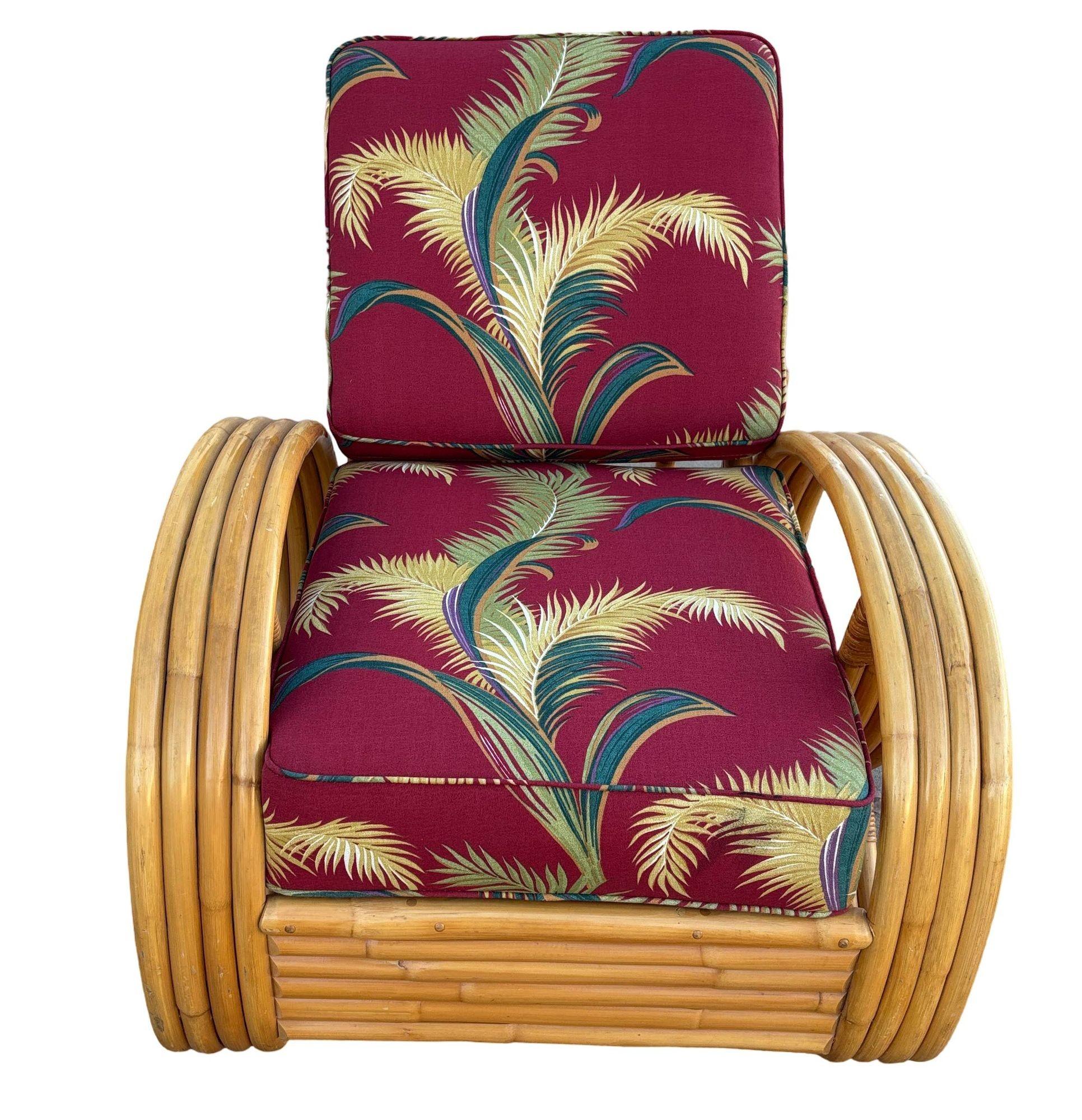 Restauriertes 4-strängiges Rattan-Wohnzimmer-Set mit 3/4-Brezel-Sofa und Stuhl aus der Mitte des Jahrhunderts im Angebot 1