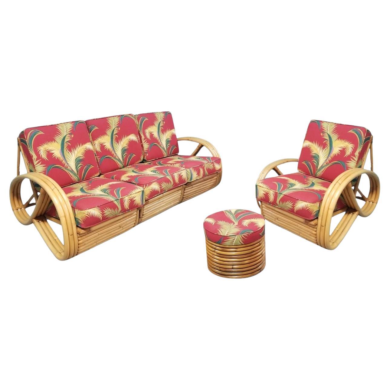 Restored Mid-century Rattan 4-Strand 3/4 Pretzel Sofa
Chair Living Room Set