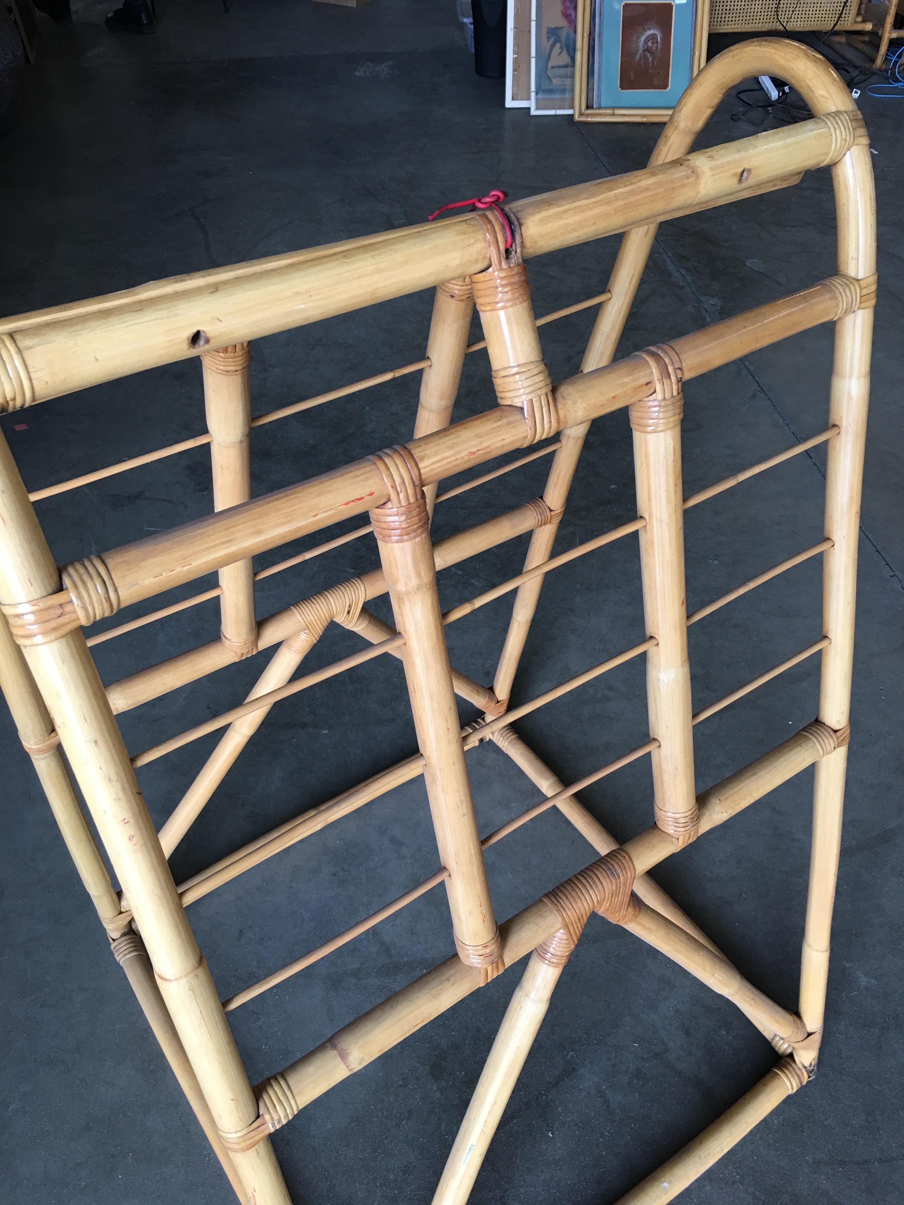 American Restored Midcentury Rattan Arched Drying Rack For Sale