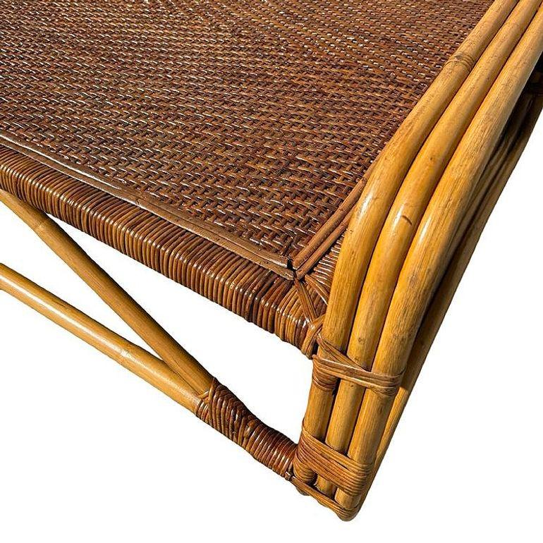 Mid-20th Century Restored Mid-Century Rattan Day Bed Frame w/ Woven Top