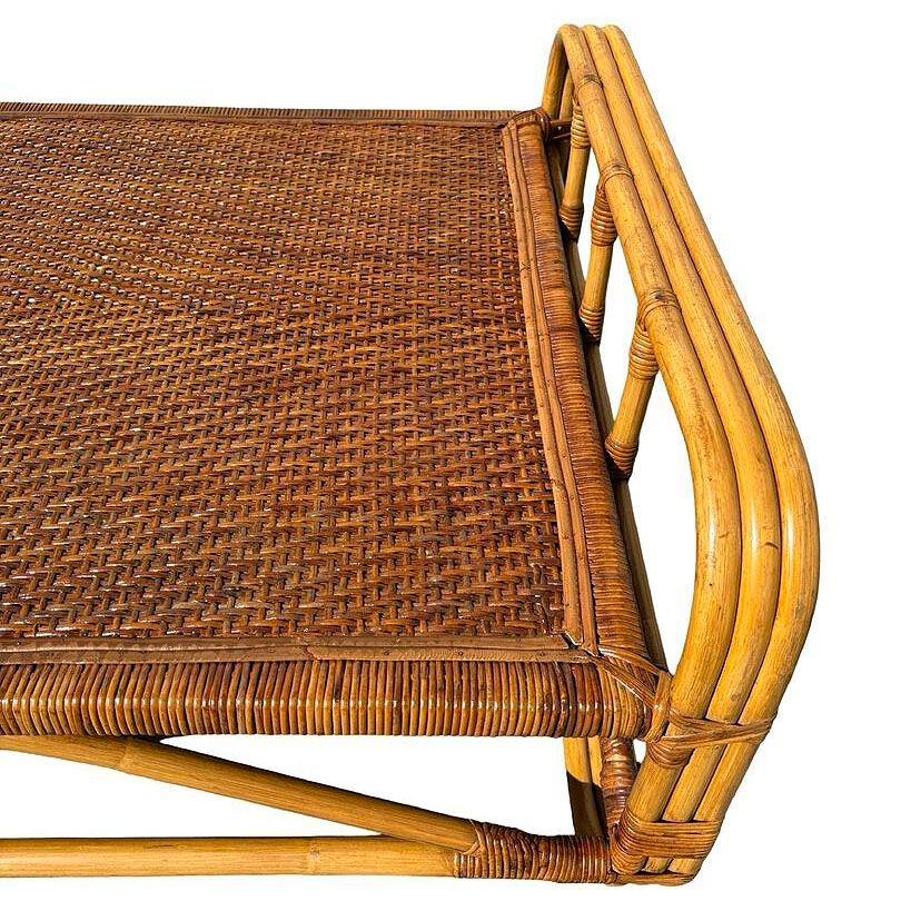 Wicker Restored Mid-Century Rattan Day Bed Frame w/ Woven Top