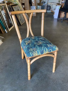 Restored Midcentury Rattan Dining Side Chair with Hourglass Back, Pair