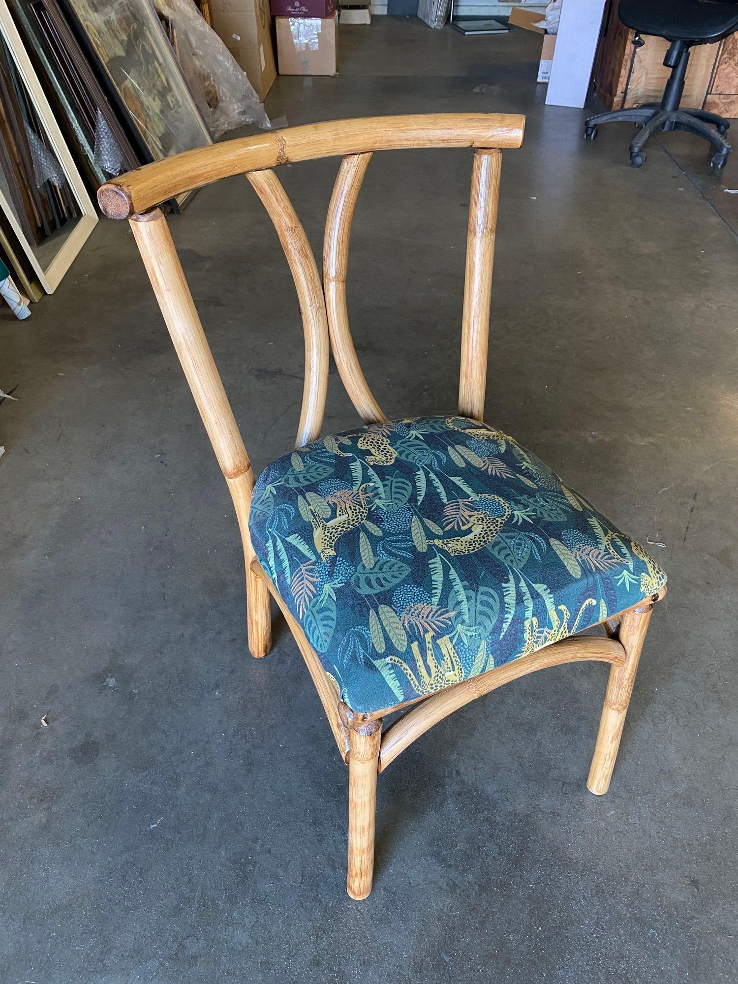 Restored Midcentury Rattan Dining Side Chair with Hourglass Back, Pair In Excellent Condition For Sale In Van Nuys, CA