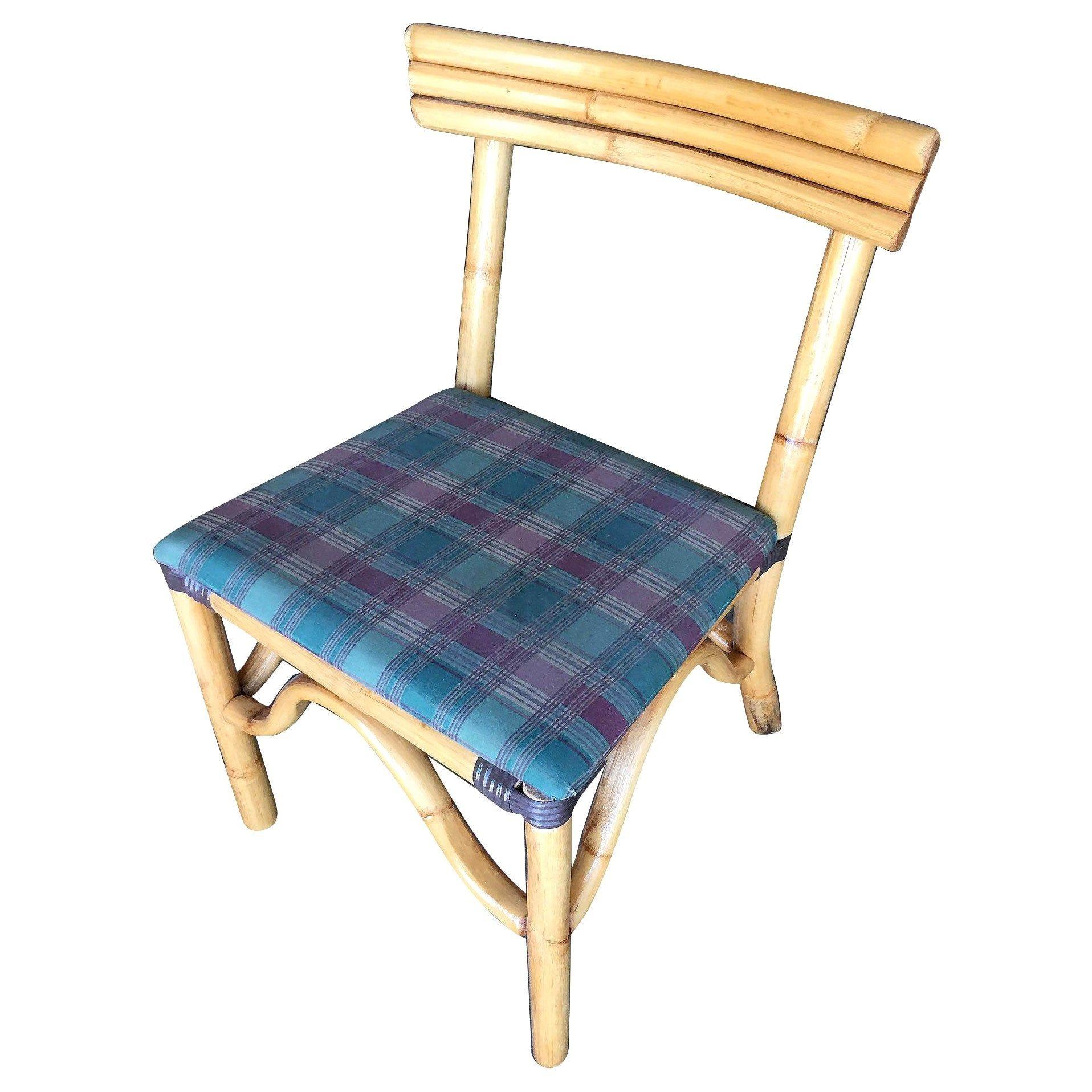 Chaise d'appoint de salle à manger en rotin vintage avec dossier à trois brins 
