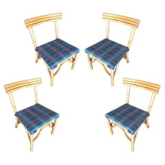 Restored Midcentury Rattan Dining Side Chair with Three-Strand Back, Set of 4