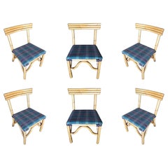 Restored Midcentury Rattan Dining Side Chair with Three-Strand Back, Set of Six