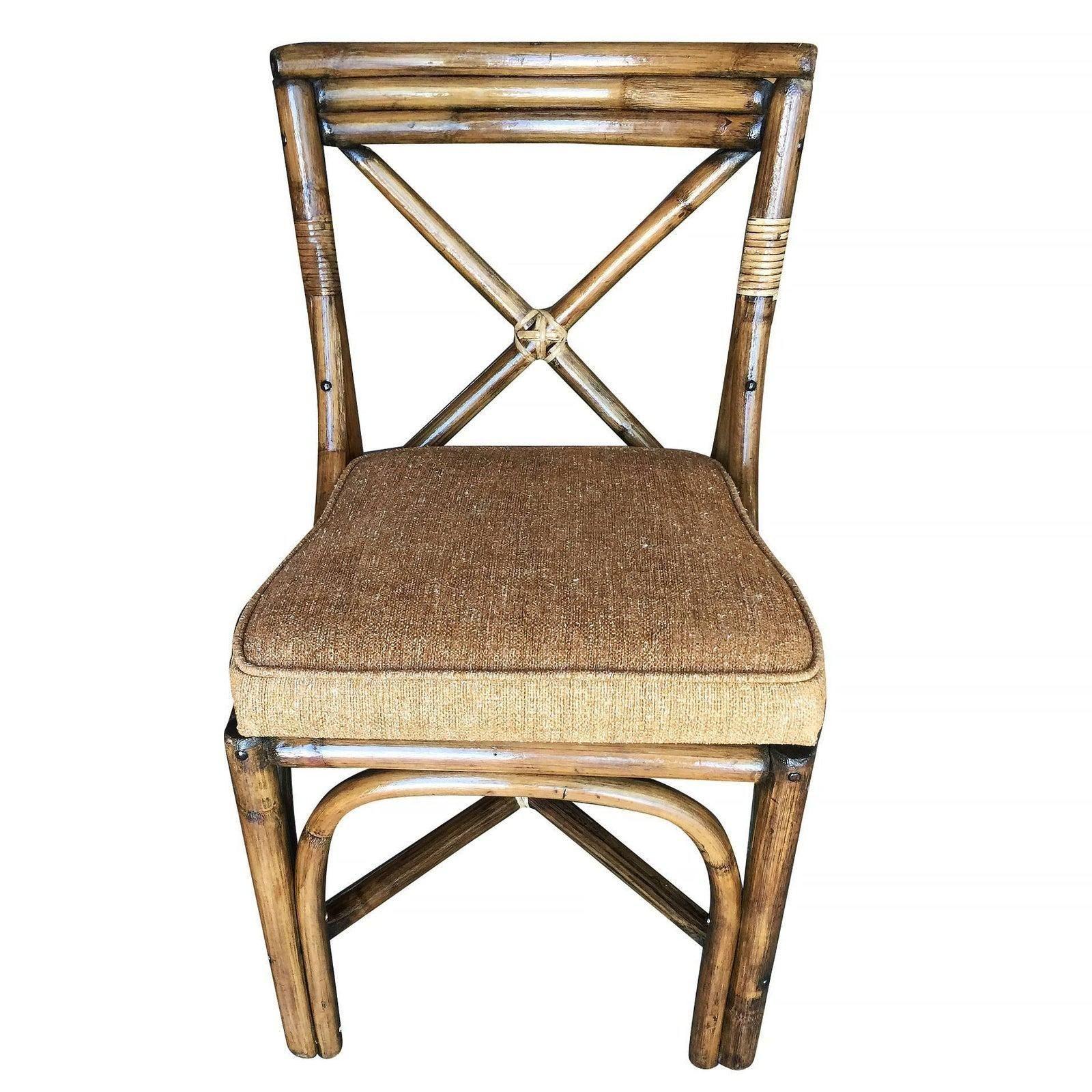 Mid-Century moderno Sedie da pranzo in rattan restaurate del metà del secolo scorso con schienale a 
