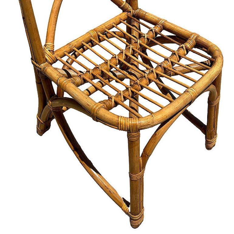 Sedie da pranzo in rattan restaurate della metà del secolo scorso con schienale a X in vendita 1