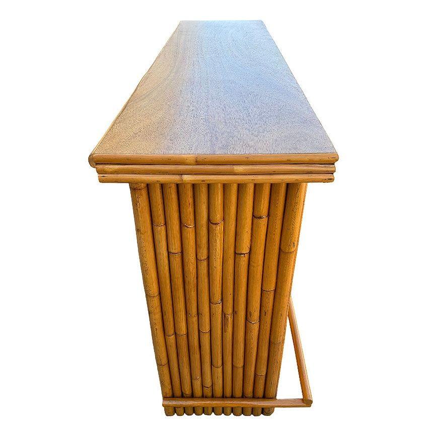 Restored Mid-century Rattan & Mahogany Bar w/ Foot Rest For Sale 2