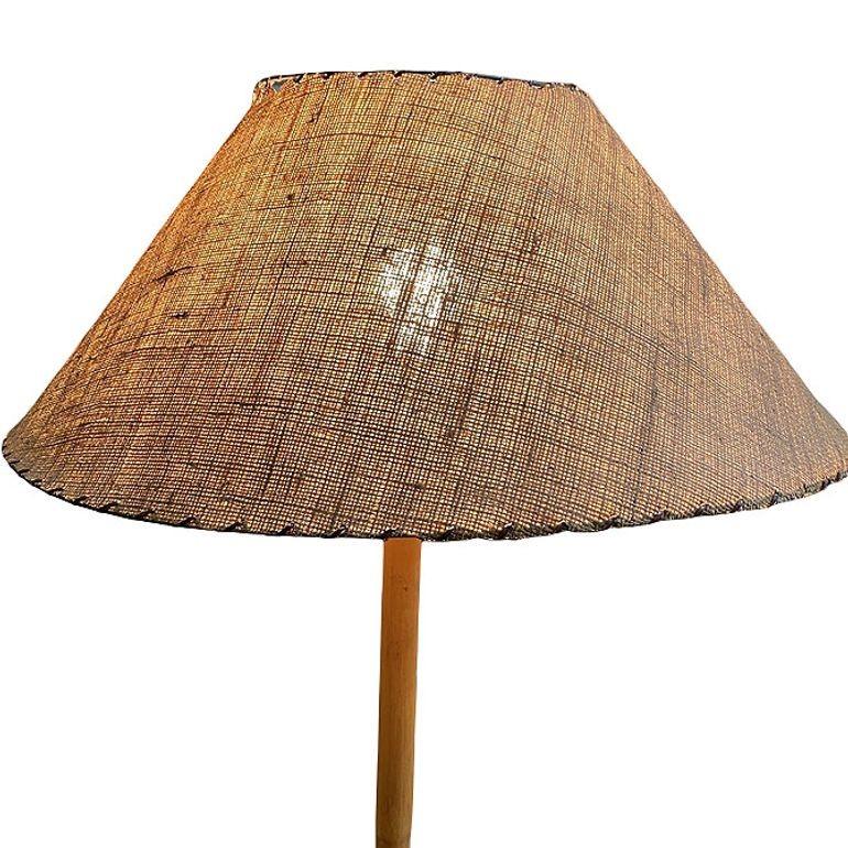 Mid-Century Modern Restored Rare Mid Century Rattan Pole Floor Lamp & Drink Stand w Magazine Holder For Sale
