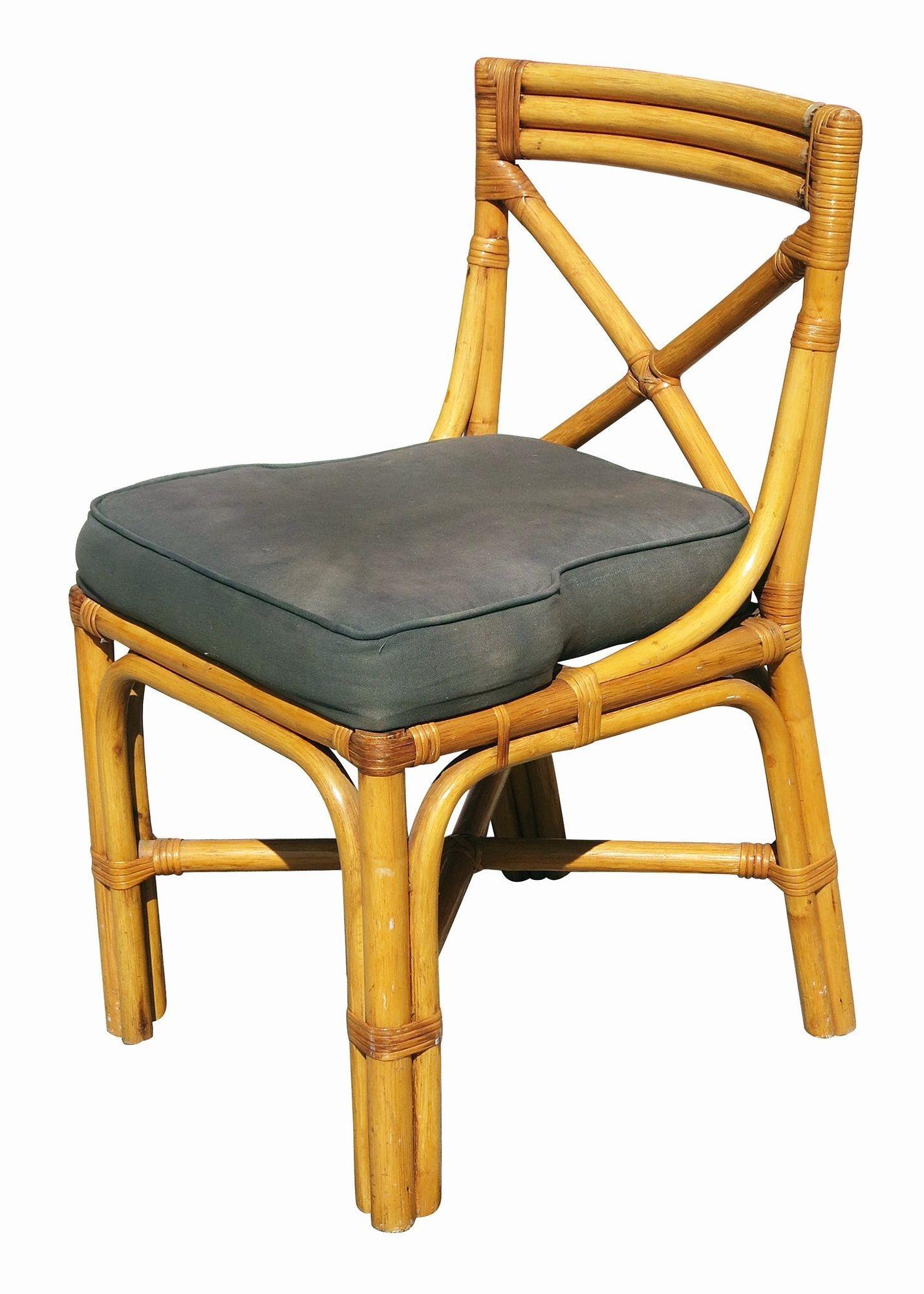 Restaurierter Rattantisch aus der Mitte des Jahrhunderts mit Stühlen, Esstisch-Set im Angebot 1