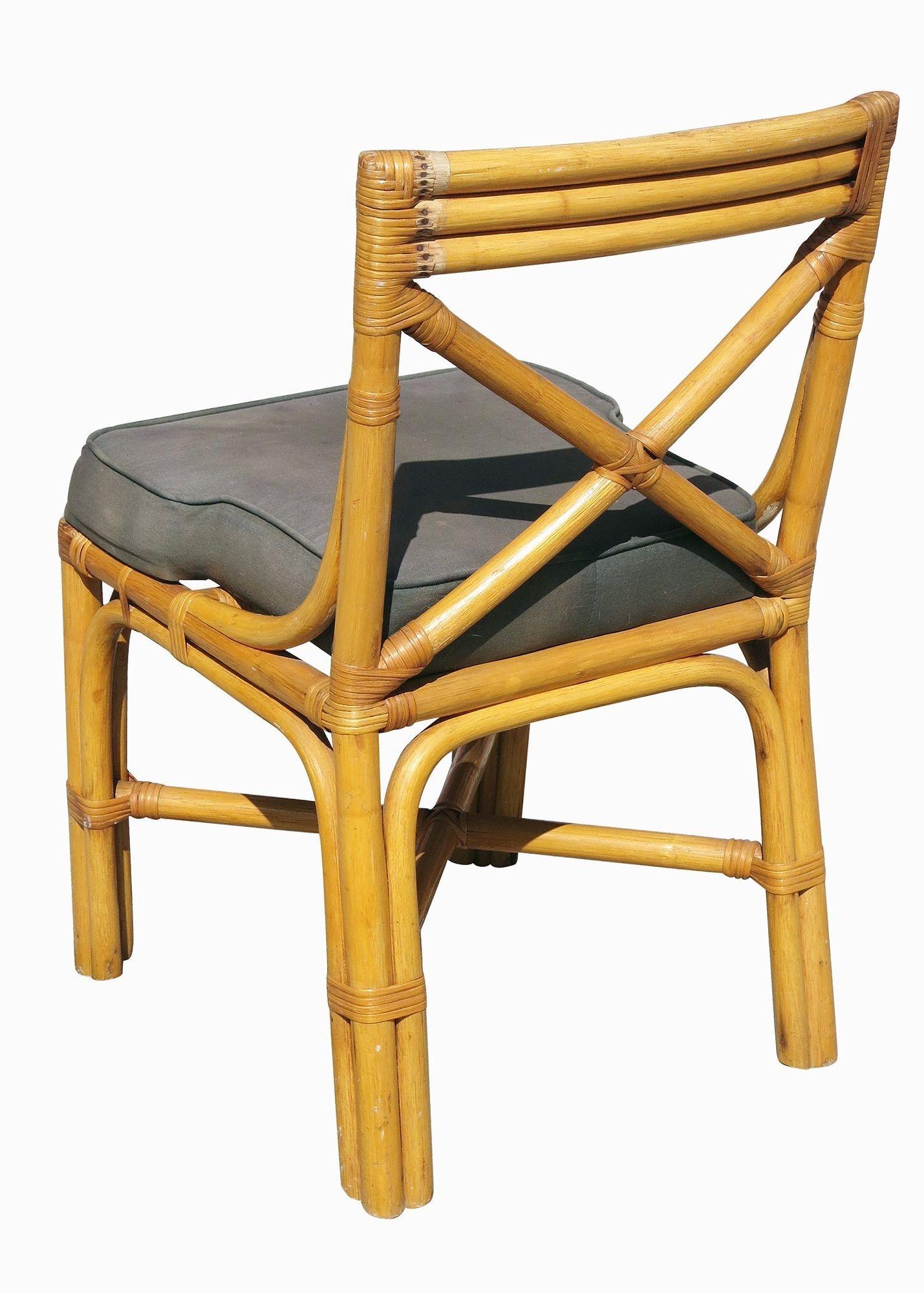 Restaurierter Rattantisch aus der Mitte des Jahrhunderts mit Stühlen, Esstisch-Set im Angebot 2