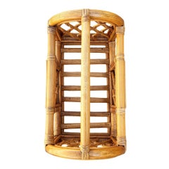 Restored Mid-century Rattan "Triumphal Arch" Magazine Rack with Handle