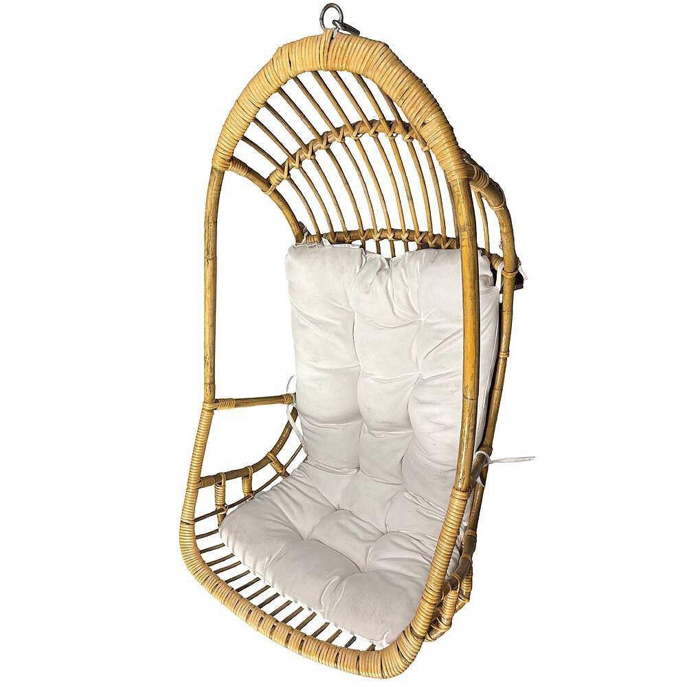 Chaise Cocoon Egg suspendue en rotin et osier du milieu du siècle restaurée avec Stand en vente 2