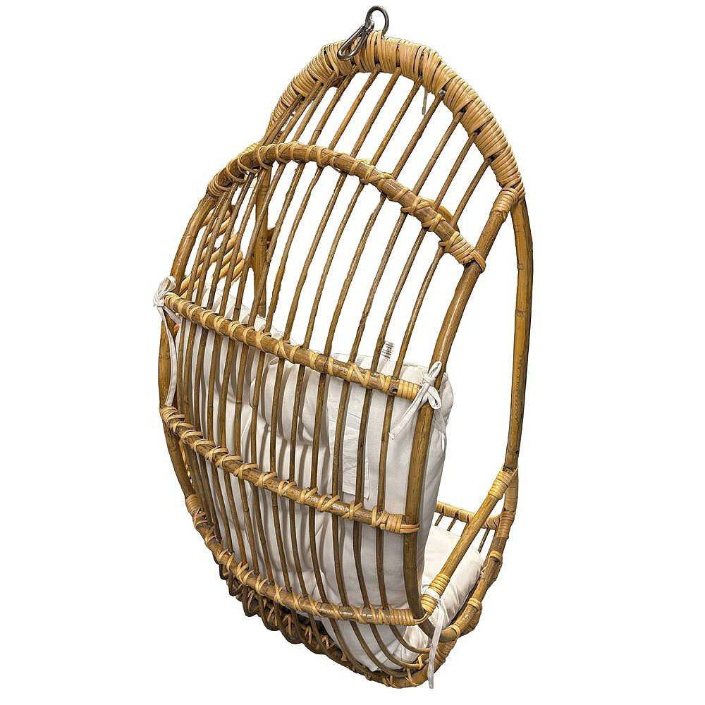 Chaise Cocoon Egg suspendue en rotin et osier du milieu du siècle restaurée avec Stand en vente 3