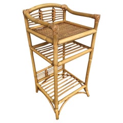 Restored Mid-century Rattan & Wicker Three-Tier Book/Magazine Holder