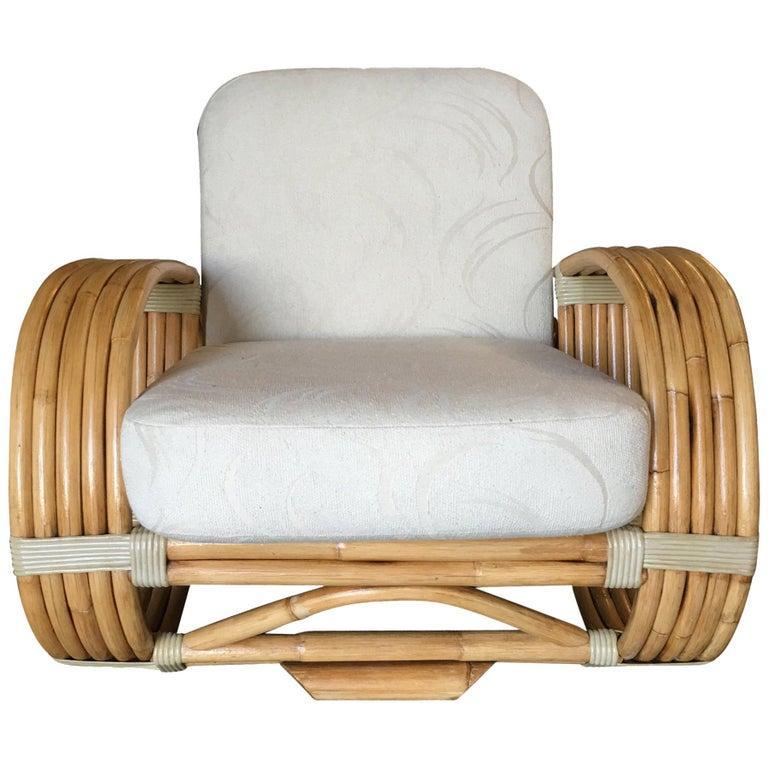 Restored Mid Century Reverse Pretzel Rattan Sofa and Lounge Chair Set 2