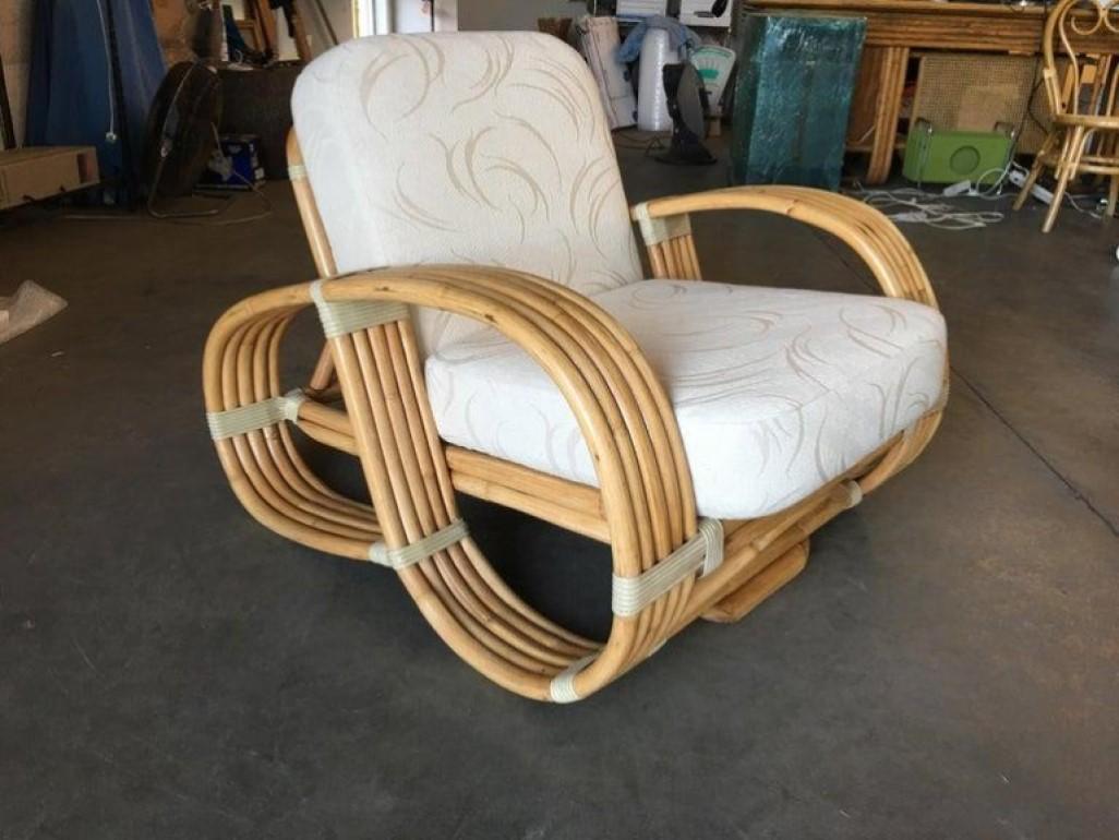 Restored Mid Century Reverse Pretzel Rattan Sofa and Lounge Chair Set 3