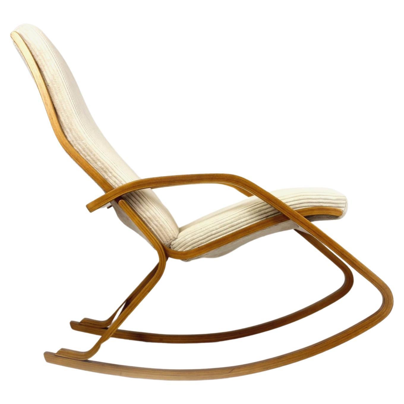 Restored Mid-Century Rocking Chair by L. Volak for Drevopodnik Holesov, 1960s
