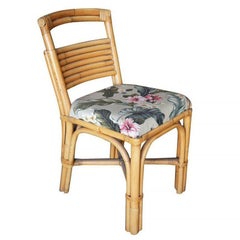 Restored Midcentury "Slat Back" Rattan Dining Side Chair, Set of 6