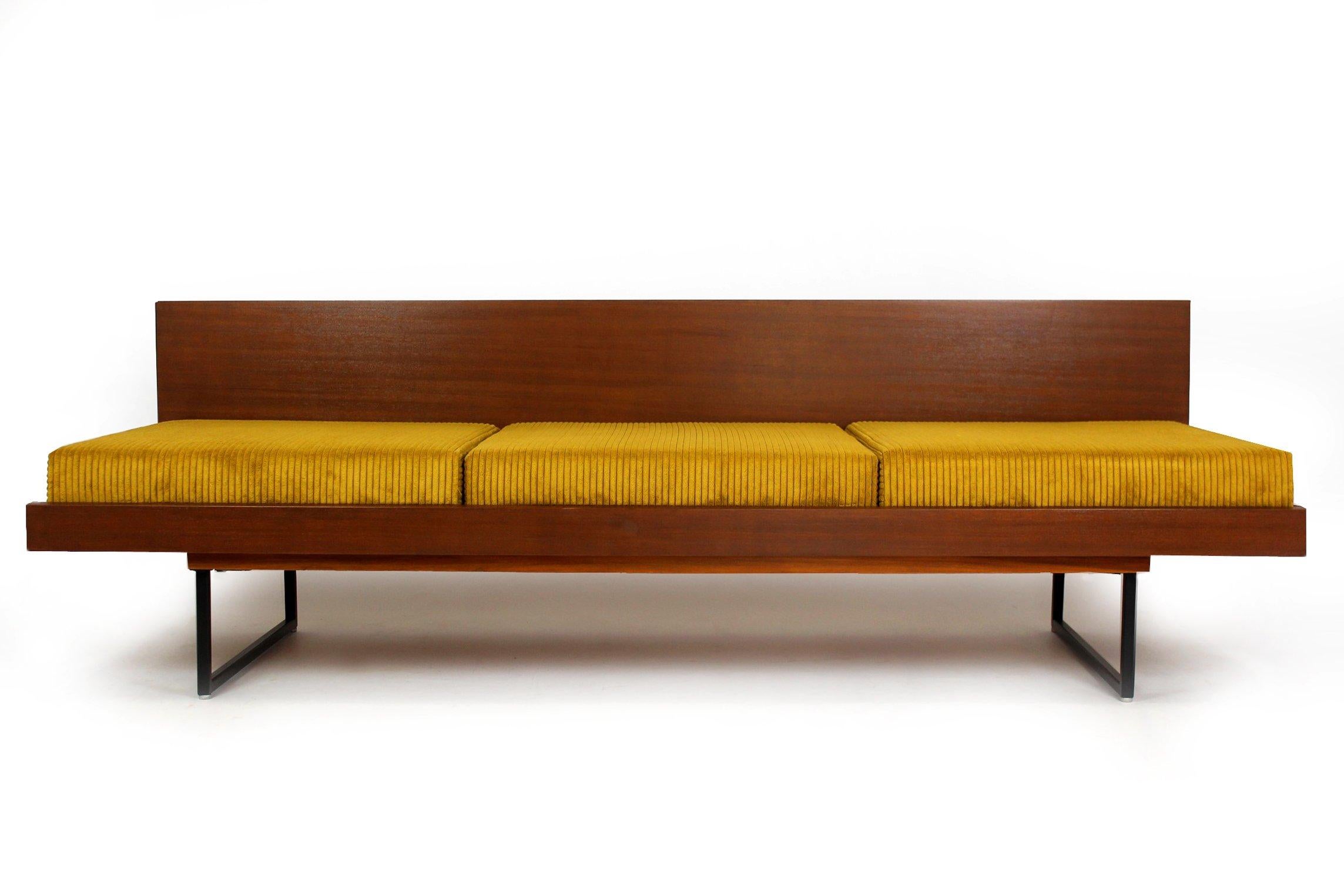 Restored Mid Century Sofa Daybed With Coffee Table from Interier Praha, 1960s For Sale 12