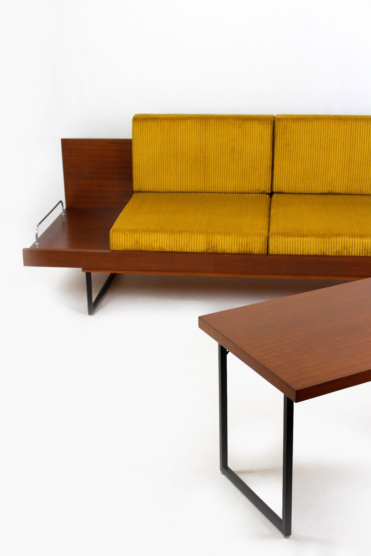 Restored Mid Century Sofa Daybed With Coffee Table from Interier Praha, 1960s For Sale 13