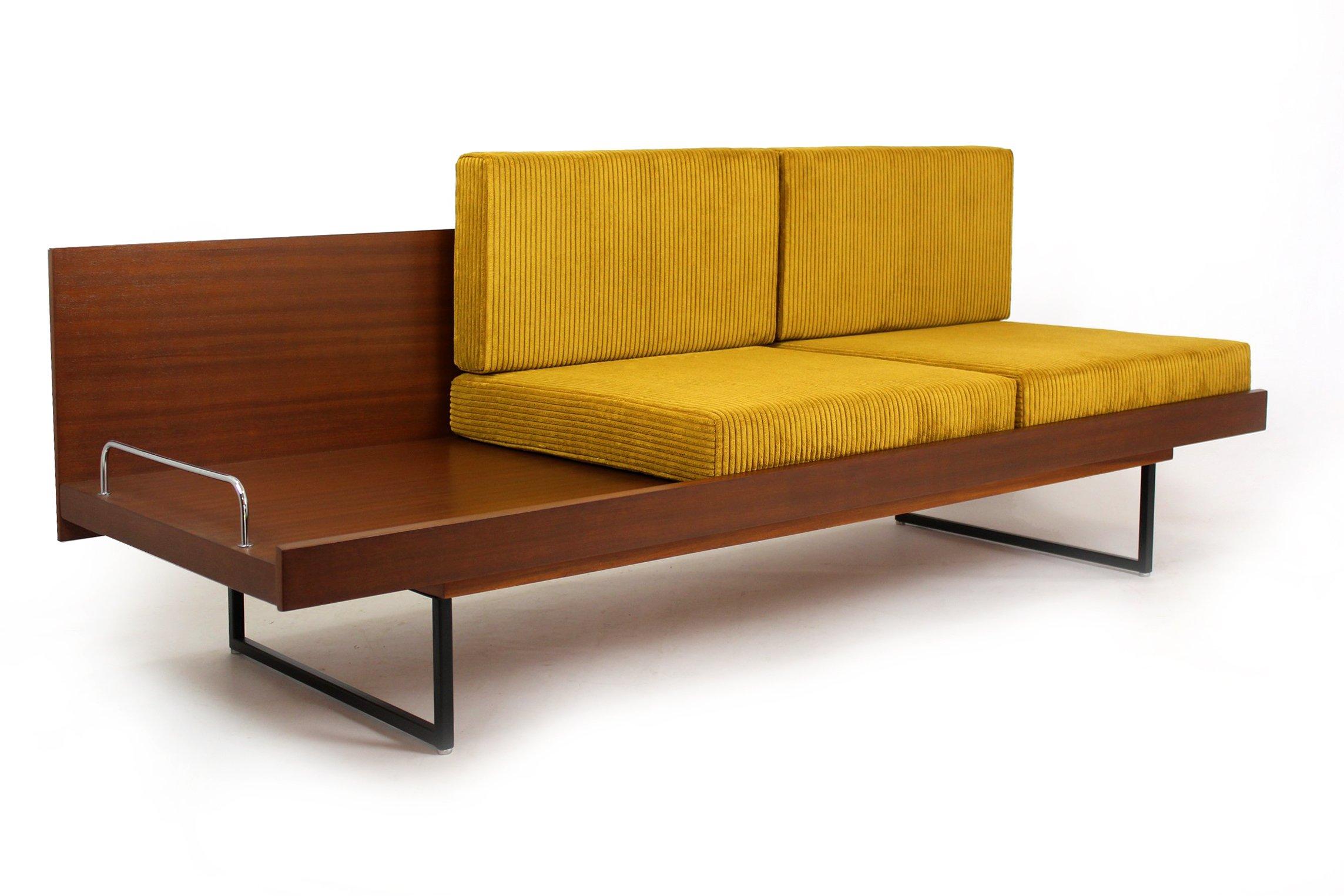 20th Century Restored Mid Century Sofa Daybed With Coffee Table from Interier Praha, 1960s For Sale