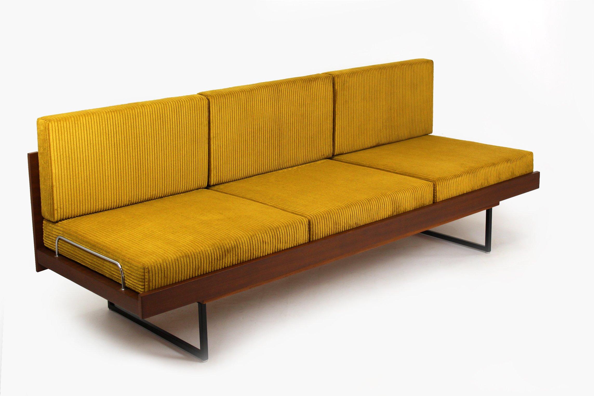 Steel Restored Mid Century Sofa Daybed With Coffee Table from Interier Praha, 1960s For Sale