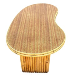 Restored Mid-century Stacked Rattan Biomorphic Coffee Table w/ Formica Top