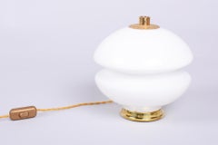 Restored Mid-Century Table Lamp, Brass, Glass, Rewired, Czech, 1960s