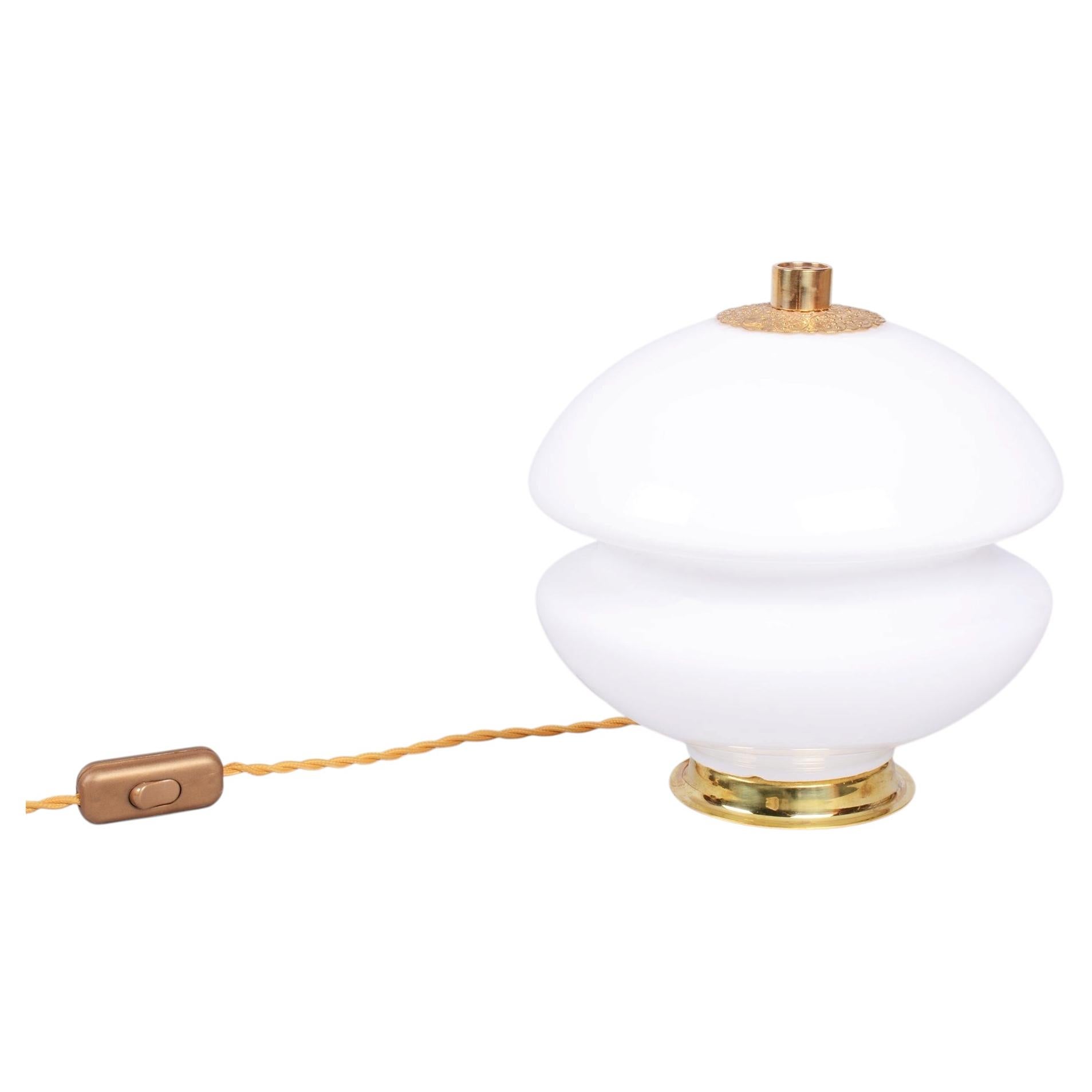 Restored Mid-Century Table Lamp, Brass, Glass, Rewired, Czech, 1960s