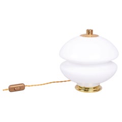 Restored Mid-Century Table Lamp, Brass, Glass, Rewired, Czech, 1960s