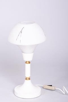 Restored Mid-Century Table Lamp, Brass, Steel, Glass, Rewired, Czech, 1960s