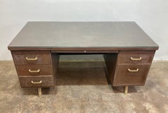 Restored Mid-Century Tanker Desk, with Acid Wash Patina