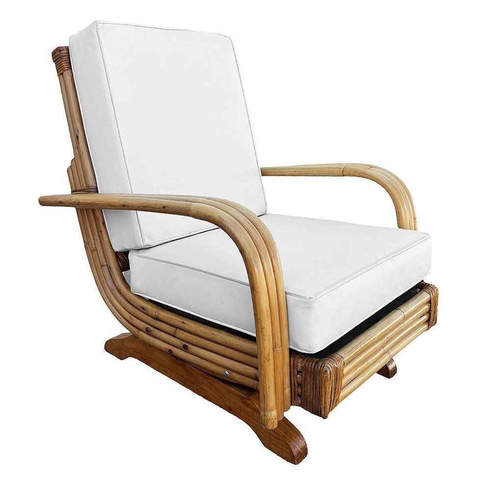 Restored Mid-century Triple Strand Rattan Springer Rocking Chair