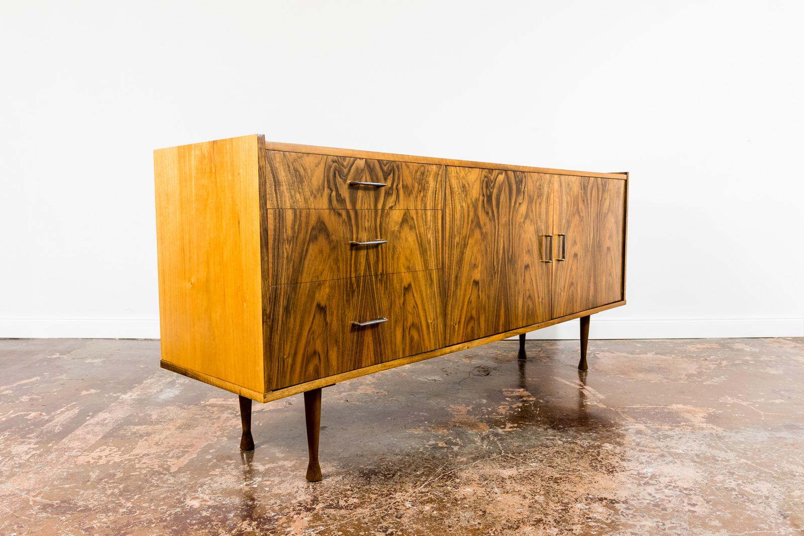 Polish Restored Mid-Century Walnut Sideboard by Marian Grabiński 1960's
